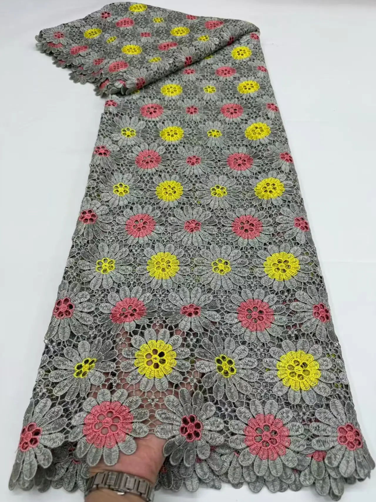 

African Swiss Voile Lace In Switzerland With 3D Flower Embroidery 2026 Guipure lace Quality Water Soluble Fabric For