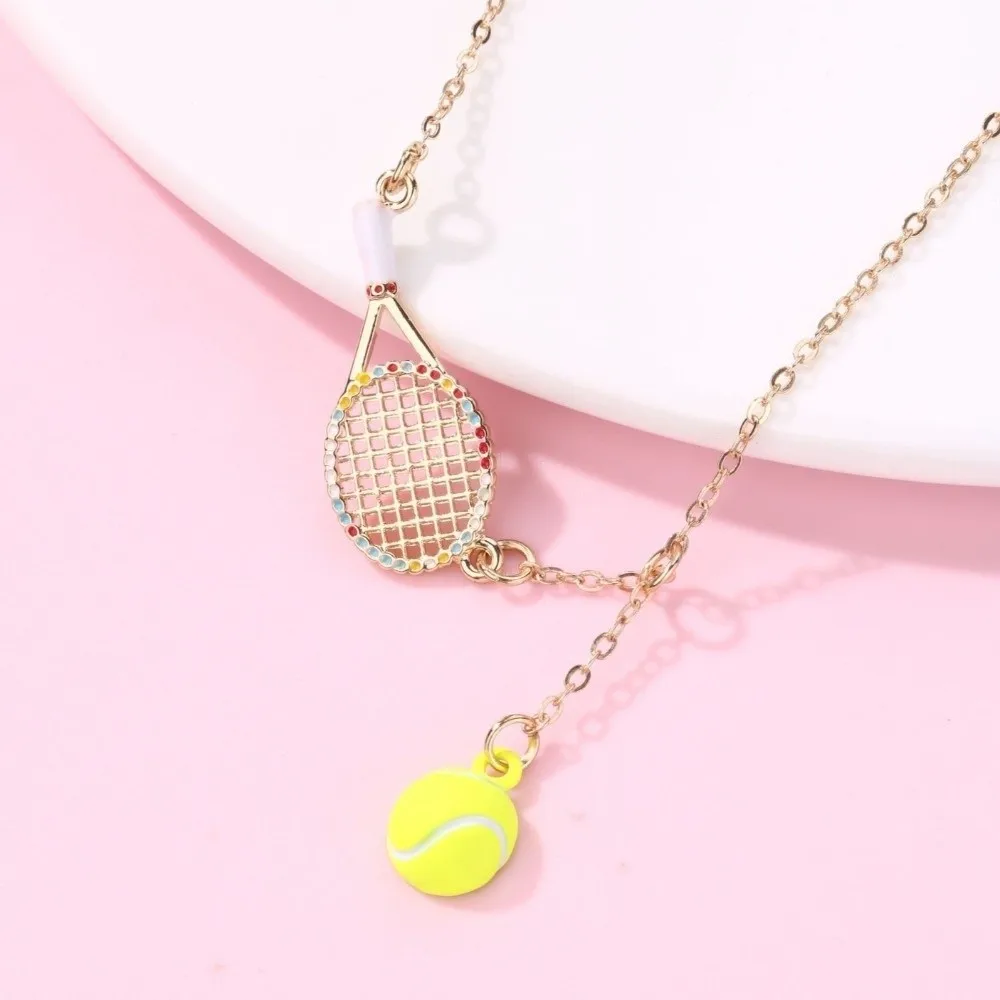 Openwork Design Tennis Racket Necklace Tarnish Free Waterproof Racket Pendant Necklace Sport Necklace Girls