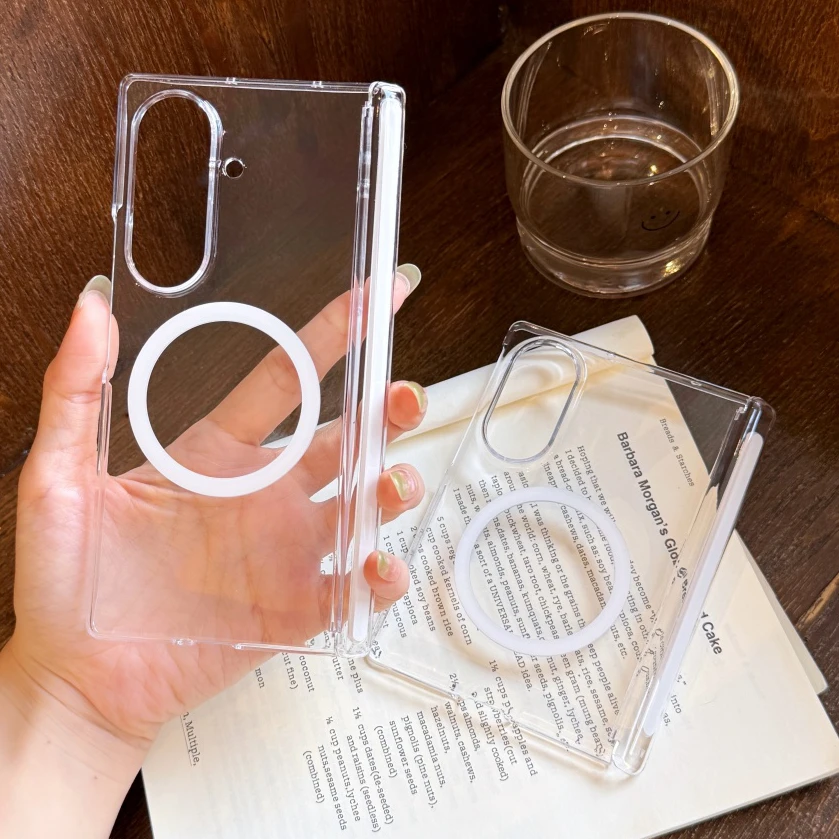 Przezroczyste akrylowe etui z tworzywa sztucznego z obsługą MagSafe do Samsung Galaxy Z Fold 8 Ultra 7 6 Zfold…