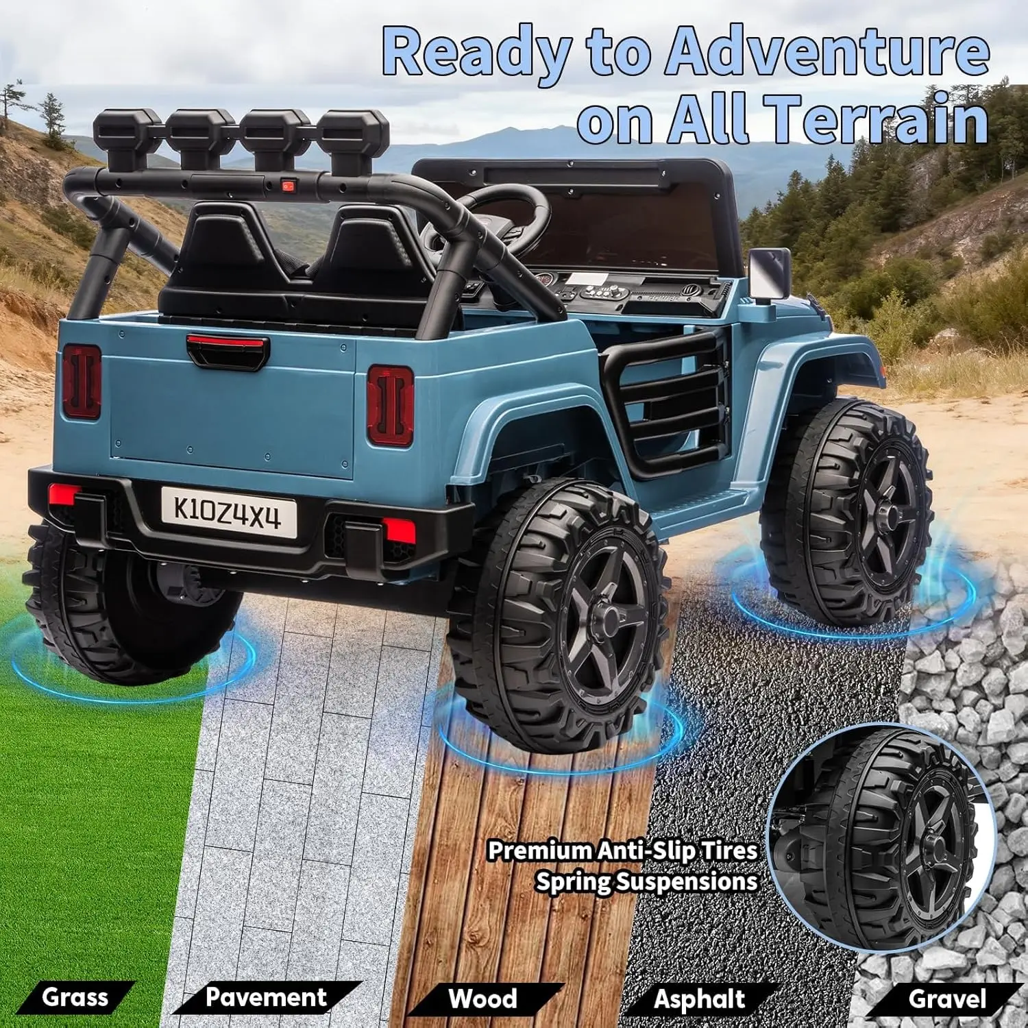 Giocattoli da corsa elettrici 24V con telecomando, 4WD/2WD, 3 velocità, luci a LED, Bluetooth, auto elettrica per bambini piccoli 3-8 anni