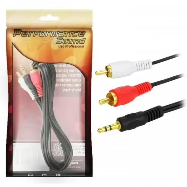 P2 Auxiliary Cable + Rca Gold P2 Stereo + 2 Rca Male 0180160