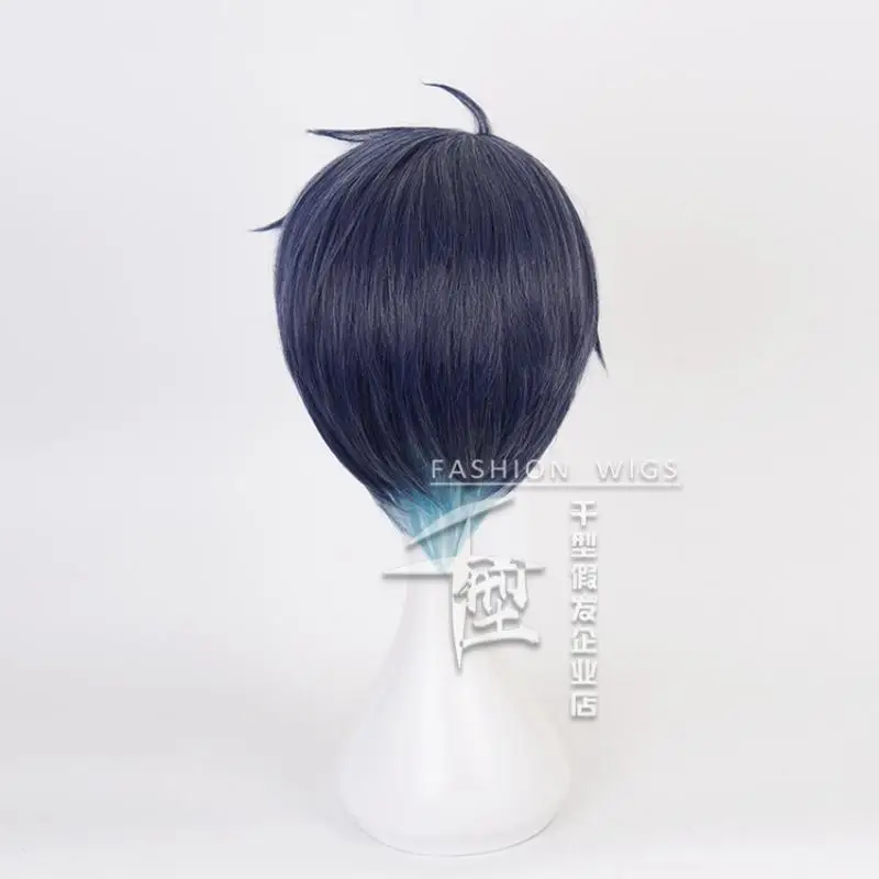 Peluca de Cosplay de Deuce Spade Game Twisted-Wonderland, pelo corto azul oscuro, resistente al calor, accesorios sintéticos para fiesta de Halloween