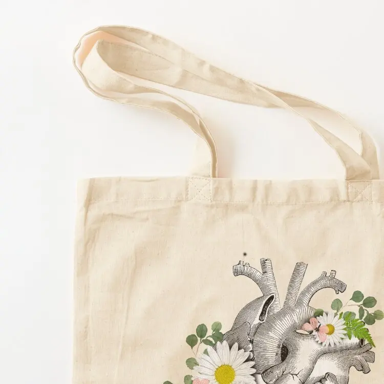 Bloom daisy Heart Human Anatomy Tote Bag Cloth bag custom fabric bag tote bags aesthetic free delivery bags