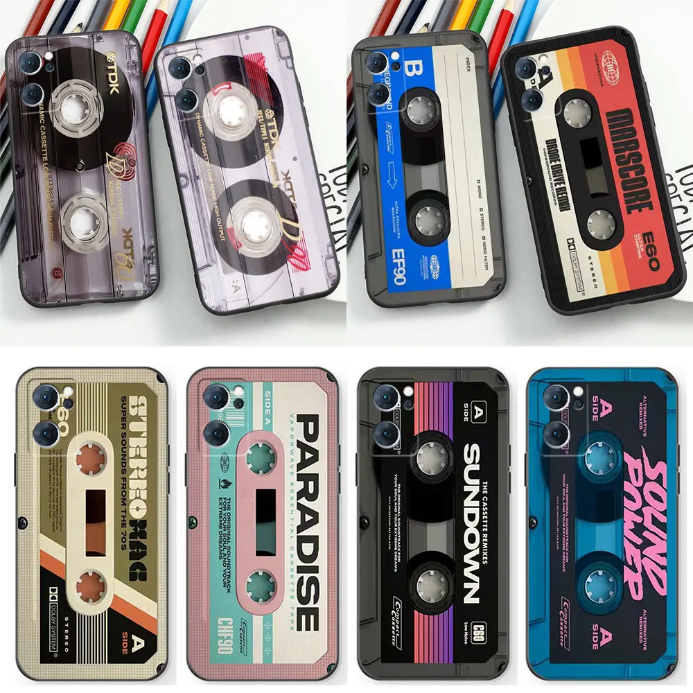 Magnetic Radio tape Cassette Phone Case For OPPO Reno 10 8 8T 7 7Z 6 5 4 Pro Plus FIND X5 X3 X2 Pro Lite 5G Soft Silicone Cover