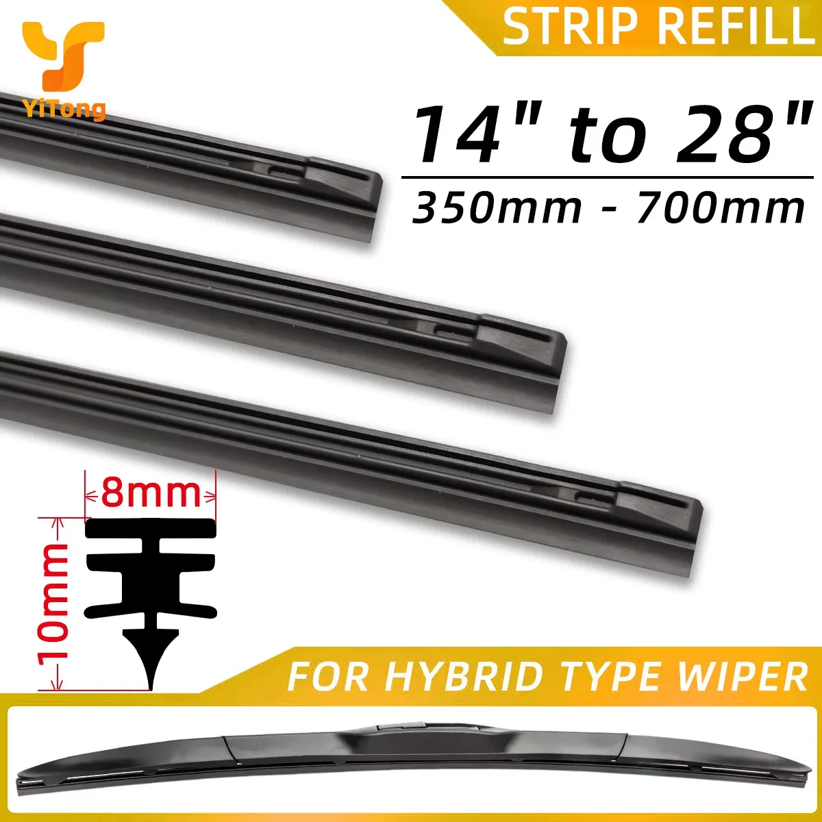 

8mm Rubber Strip Car All Season Windshield Wiper Blade Refilled With Natural Rubber Strip 14in-28in Original Factory Replacement