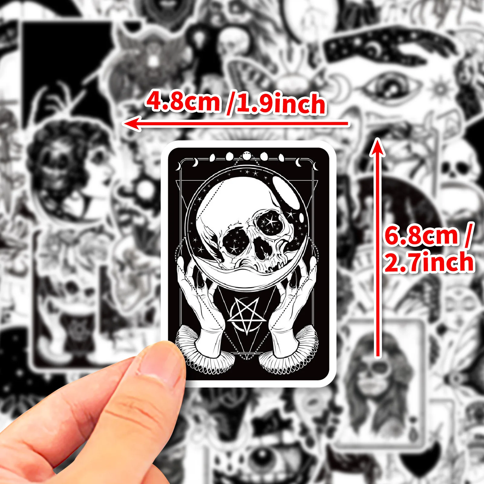 50pcs Gothic Stickers for Teens Boys, Cool Satanic Punk Skull Stickers, Horror Skeleton Goth Stickers for Laptop Book Luggage image 2