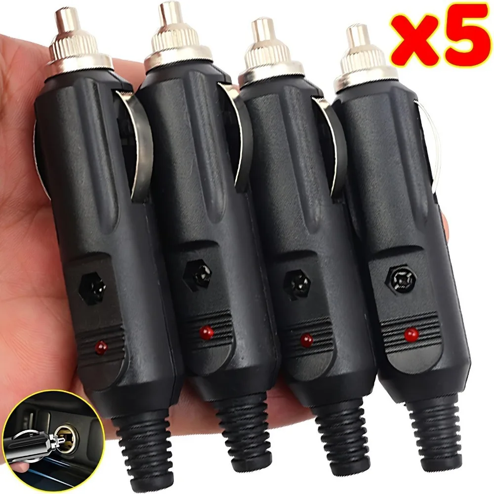 5/1pcs 12V/24V Car Cigarette Lighter Plug Fuses 3A with LED Indicator Plug Power Charger Adapter Connector Fuse Converter Plug