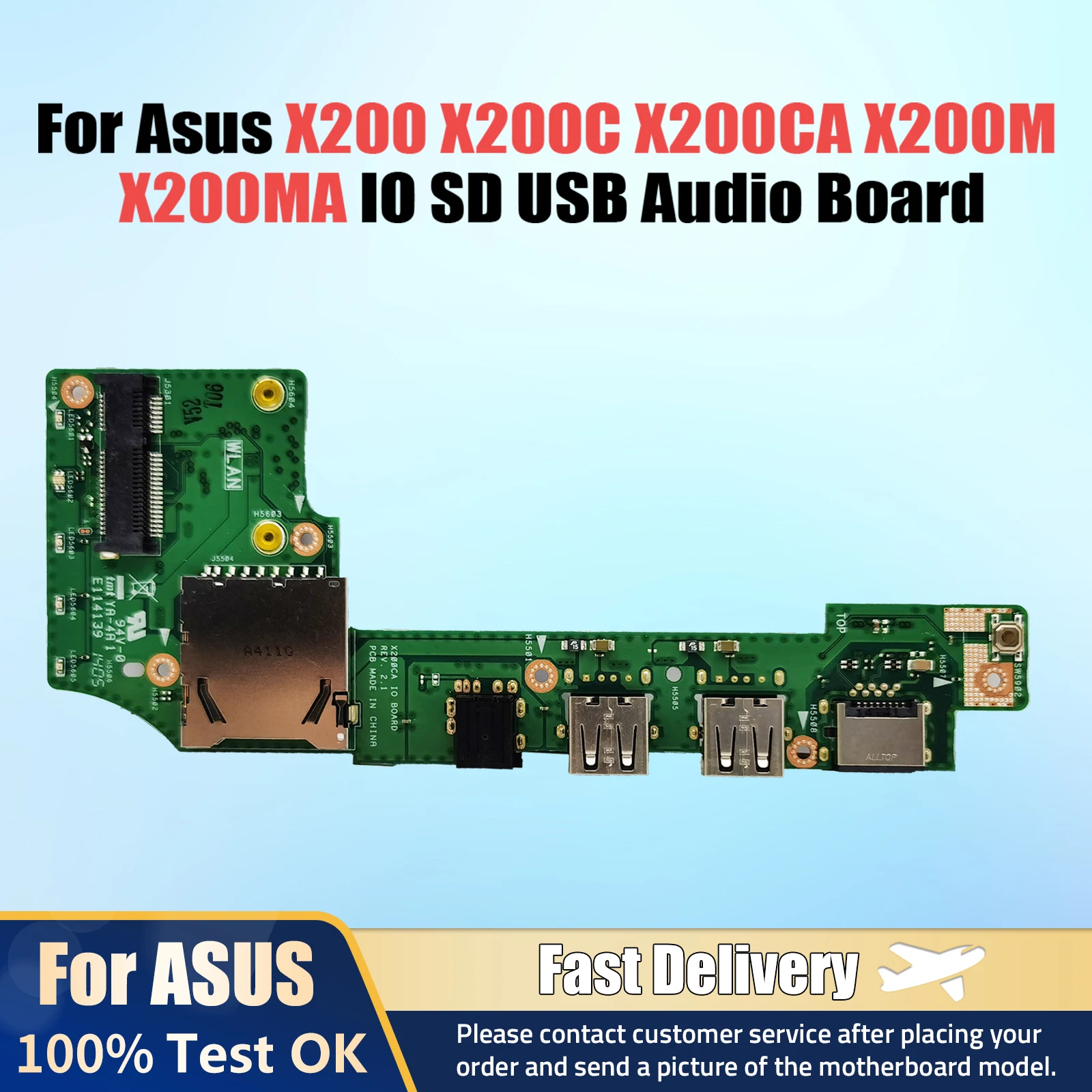 For ASUS X200 X200C X200CA X200M X200MA IO SD USB Audio Board IO_BOARD 60NB04U0-101020