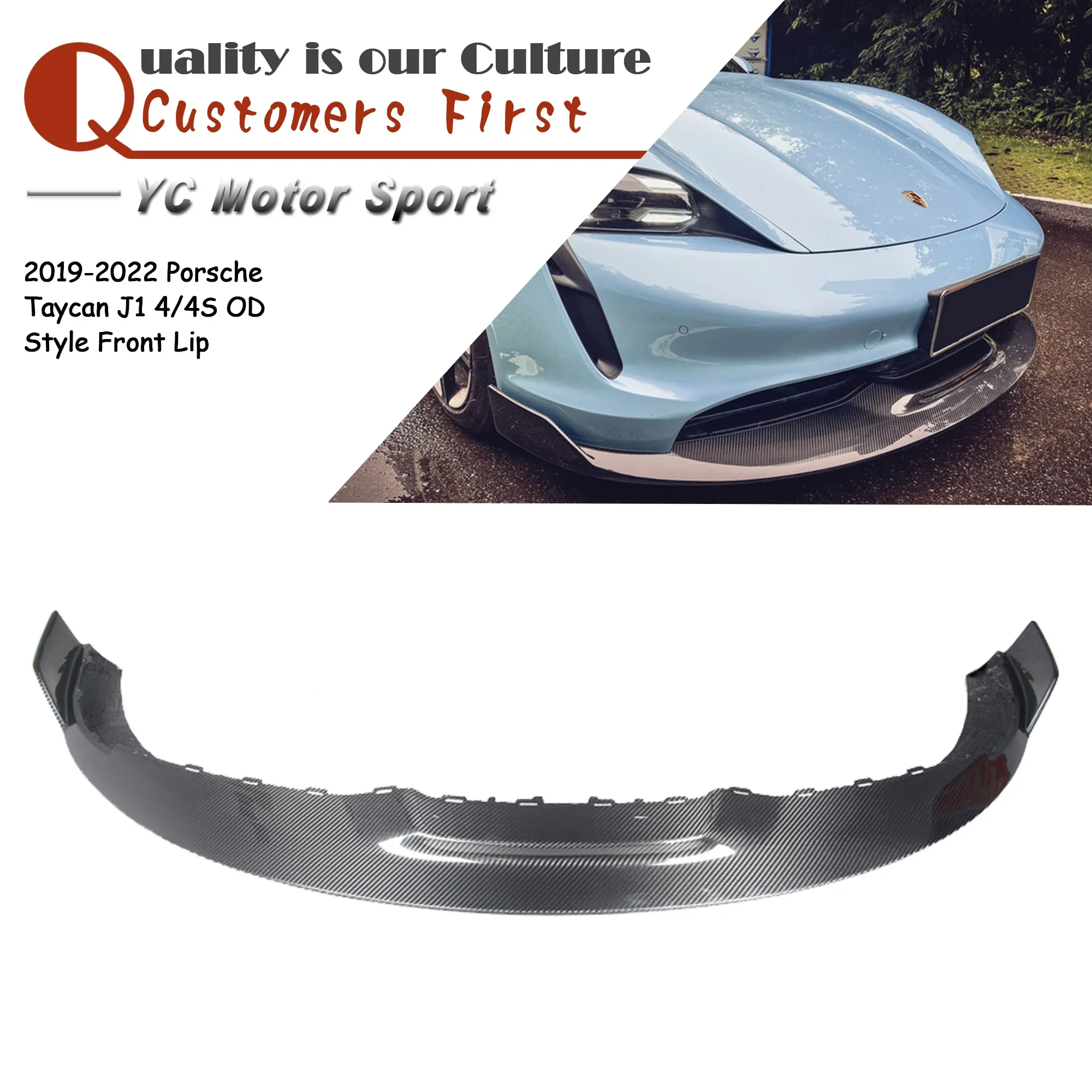 Car Accessories DCF Dry Carbon Fiber OD Style Front Lip Fit For 2019-2022 Taycan J1 4/4S Front Bumper Splitter