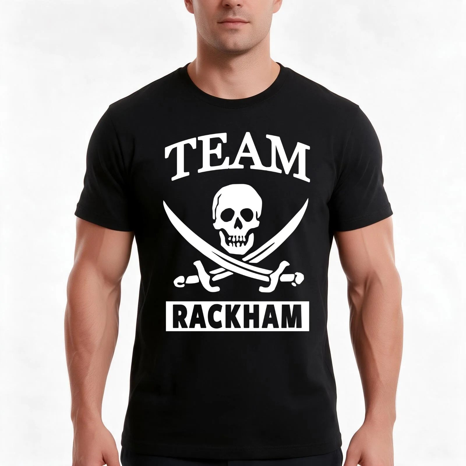 Team Rackham T-Shirt, Summer Casual Cotton Tee, Oversized Streetwear Tops, Vintage Graphic Print, Loose Fit Short Sleeve
