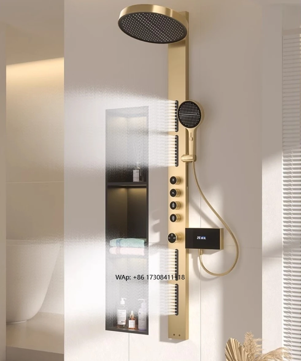 Wall  Shower Set Led Screen Digital Display Temperature Shower Panel Stainless Steel Shower System Panel Set