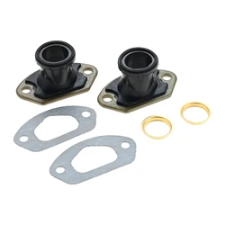 2 Sets Chainsaw Parts Exhaust Intake Manifold with Brass Ring & Gasket for 45CC/4500 52CC/5200 58CC/5800 Chinese Chainsaw Parts