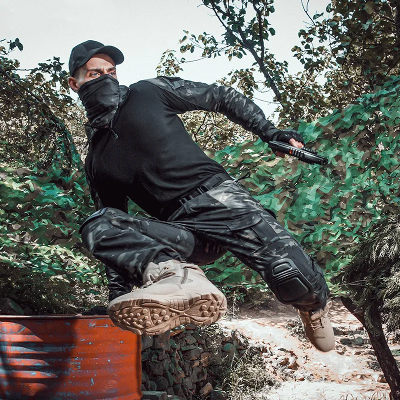 Taktische Uniform Camo Multicam Shirts Cargohose Herren Scharfschützen-Jagdkleidung Kampf-Militär-Armee-Trainingsanzüge Verschleißfest – Detail 2