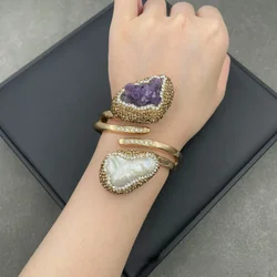 Natural Baroque freshwater pearl set with amethyst bracelet exquisite fashion women's banquet jewelry accessories