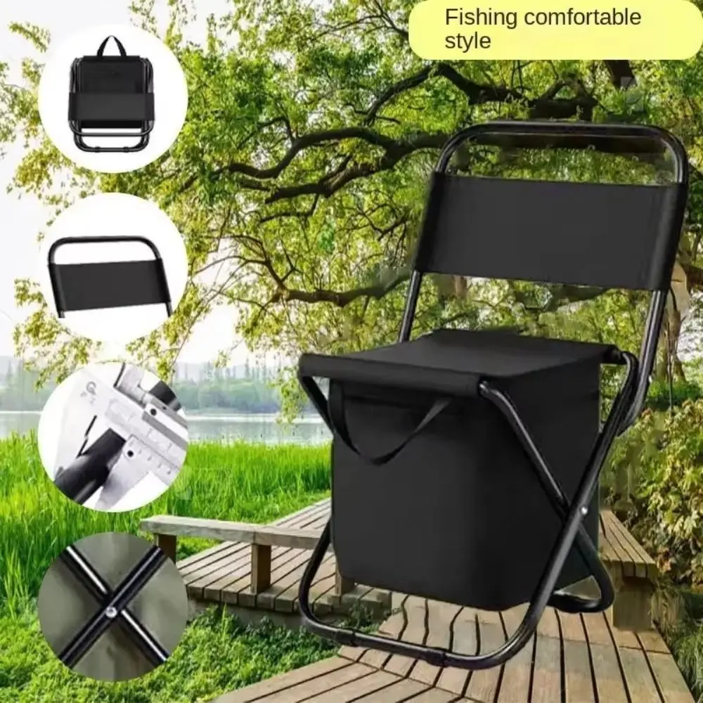 Wear-resistant Folding Camping Chair Strong Load-bearing Sturdy Foldable Fishing Chair Crossbody with Storage Box - Image 3