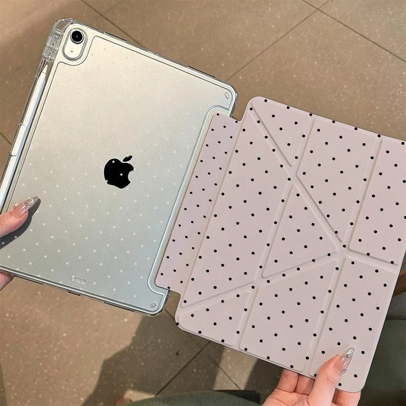Ins Pink Polka Dot Tablet Case For iPad Pro 11 12.9 13 A16 M2 M4 M3 M5 Shell 8.3 9.7 10.2 5/6/7/8/9/10/11th Mini Air 3 4 5 Cover
