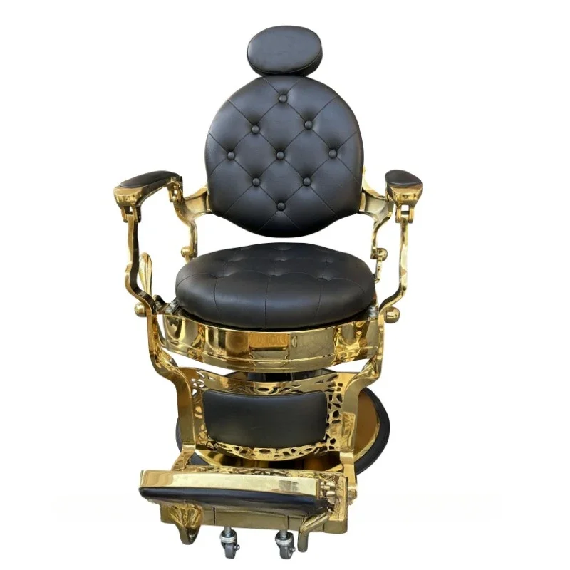 Antique Modern Heavy Duty Hydraulic Black Gold Barbershop Chair