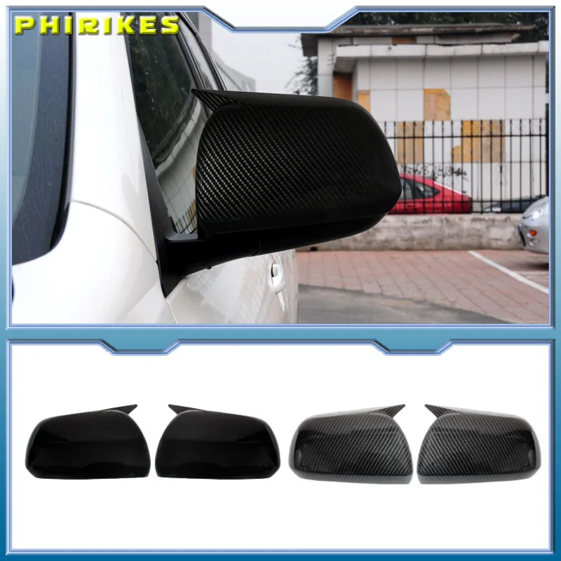 

For 2008-2013 Toyota Highlander Side Mirror Cover Wing Rearview Accessories Carbon Pattern Glossy Black Modified