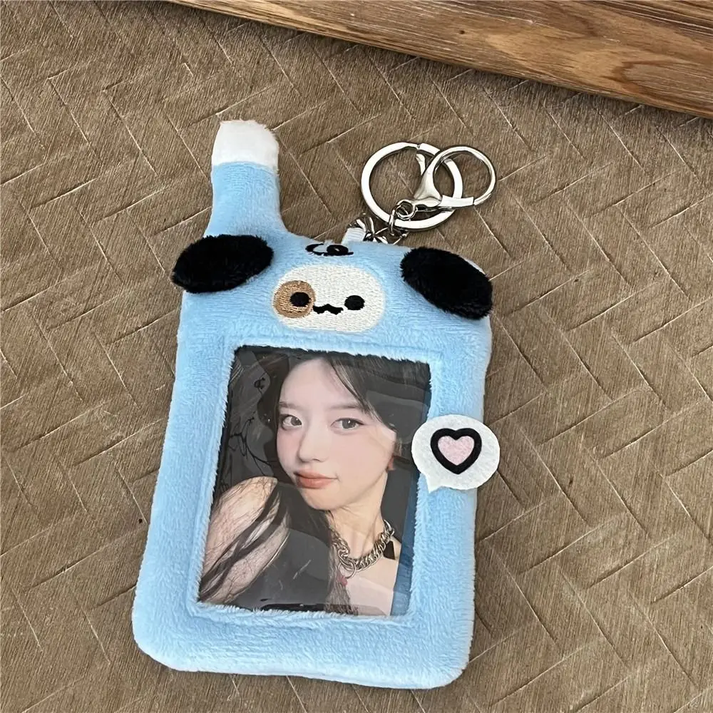 Cute Korean Style Plush Photocard Holder INS Puppy Design Bus Card Holder 3inch Protective Cartoon Card Cover School