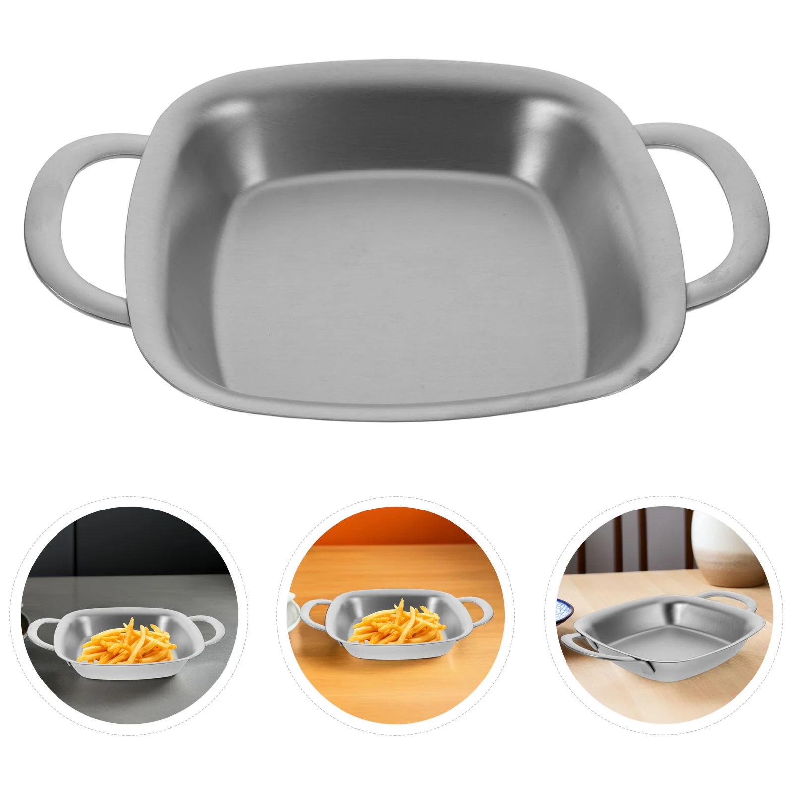 

1pcs Stainless Steel Rectangular Serving Tray With Dual Handles Appetizer Plate For Party Buffet Restaurant Catering