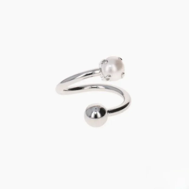 Korean Male Idol JOSHUA Same Style Ring Kpop Trendy Pearl Open Ring Hong Jisoo Design Induction Support Peripheral Jewelry Gifts