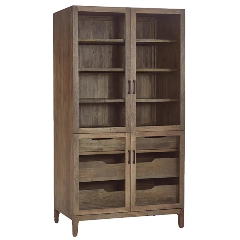 American rural retro solid wood bookcase French retro bookshelf