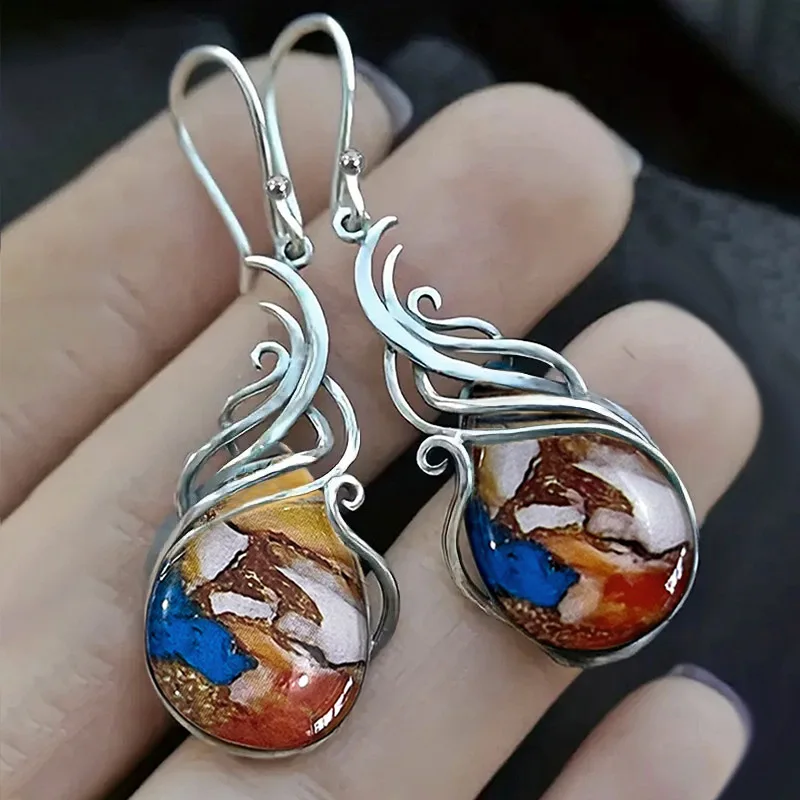 European and American High-end New Design Earrings, Women's Wave Totem Marble Accessories Stickers, UV Sealed Accessories