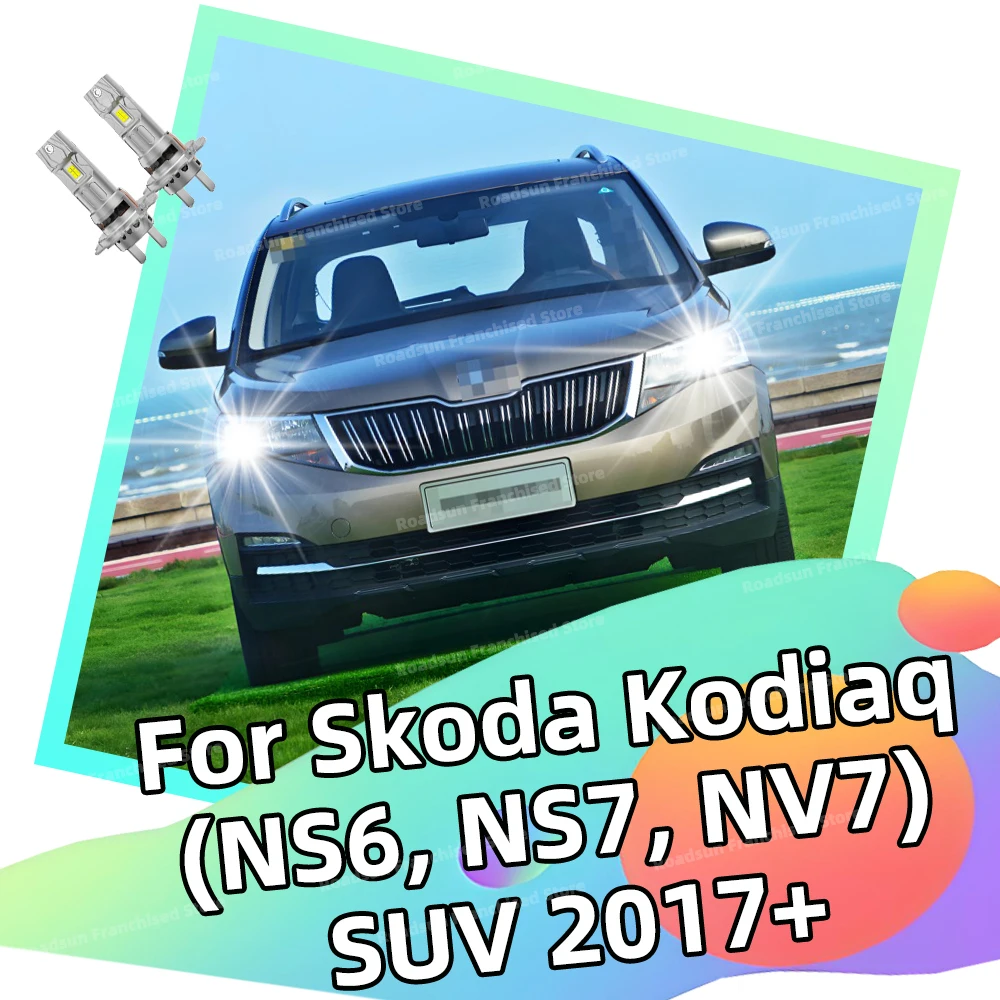 

2Pcs Turbo Headlight For Skoda Kodiaq (NS6, NS7, NV7) SUV 2017-2024 Wireless Head Lamps 30000LM Bulbs 6000K CSP 3570 Chips