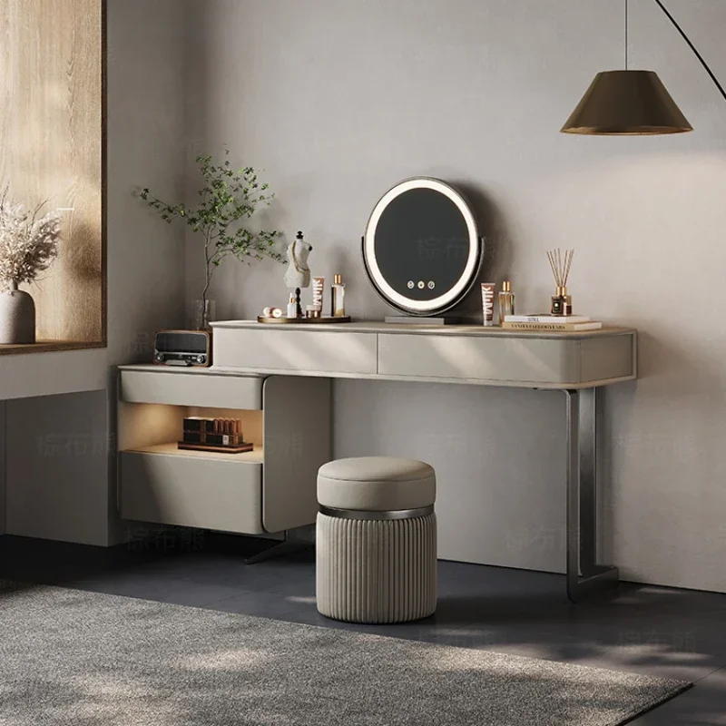 

Luxury Storage Wood Vanity Table Mirror Stool Luxury Bedroom Dresser Organizer Beauty Comfortable Schminktisch Trendy Furniture