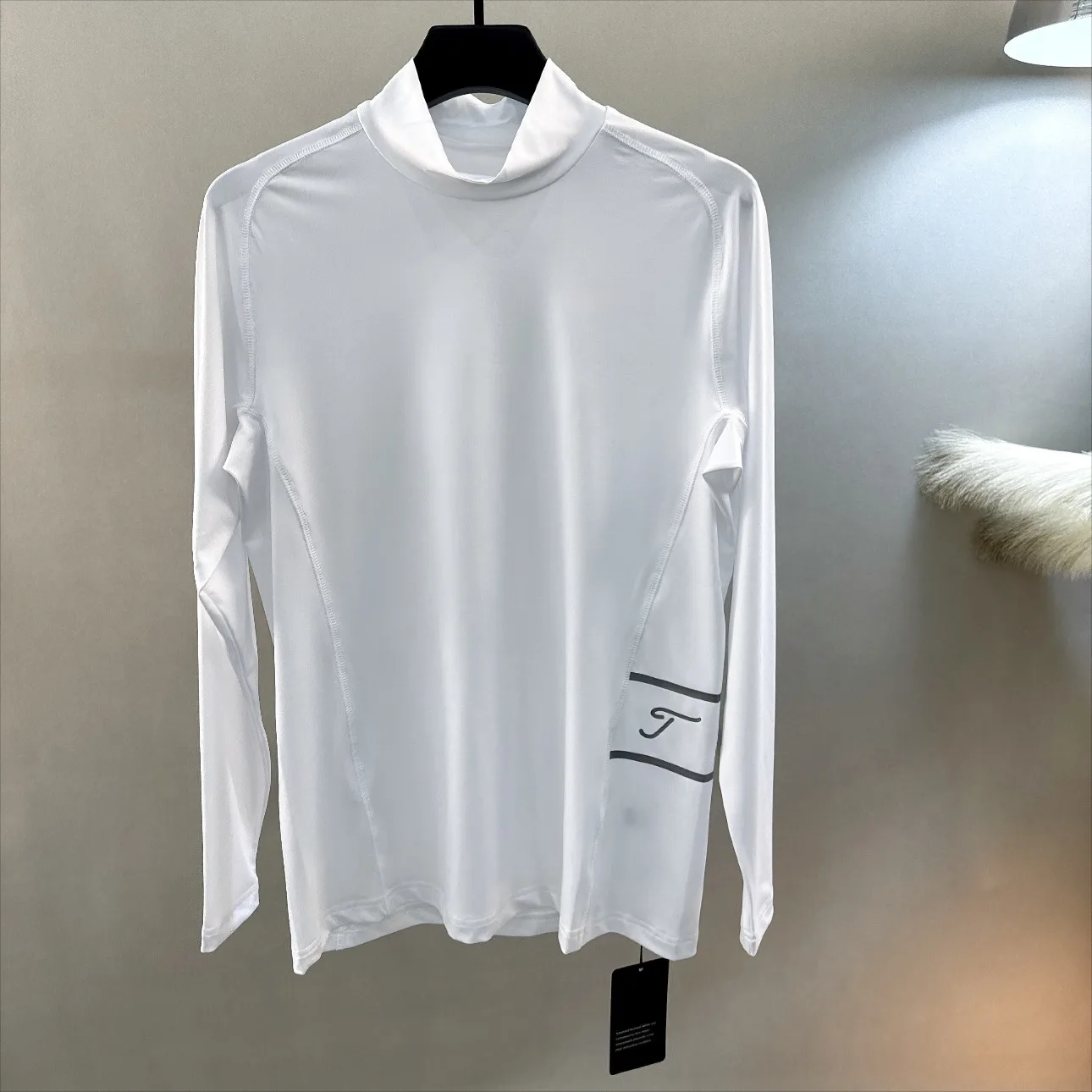 Men's Golf Top 2026 Fall New Korean Style Thick Sporty Quick-Dry Letter Print Minimalist Comfortable Polyester Moisture-Wicking
