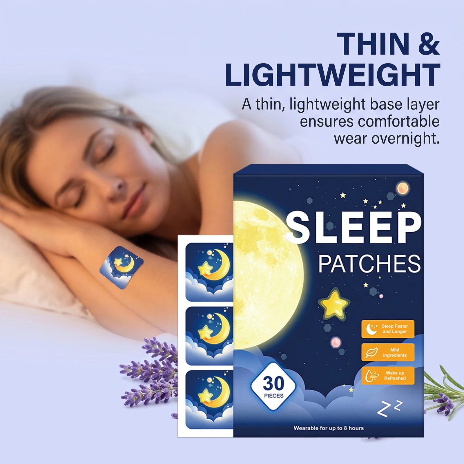 30Pcs Sleep Patches Mild Friendly Sleep Aid Stickers Lightweight Body Patches For Night Bedtime Relax Home Travel Use