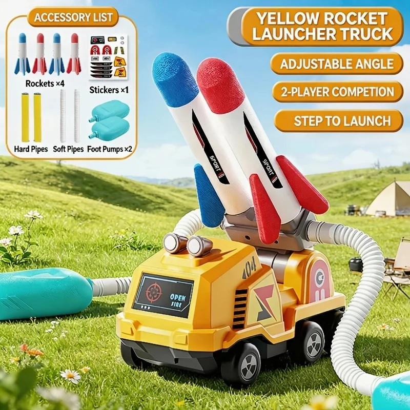 Dual Foot‑Pump Rocket Launcher Toy, Kids Stomp Launch Rocket Car Set, Outdoor Competitive Sports Game for Boys Girls - view 4