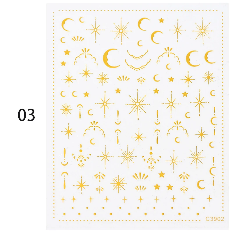 1 قطعة ثلاثية الأبعاد القمر ستار مسمار الفن ملصق الذهب الشمس/القمر/نجمة البرنز مسمار ملصقات بمادة لاصقة تأثير معدني بريق المنزلق الشارات #6