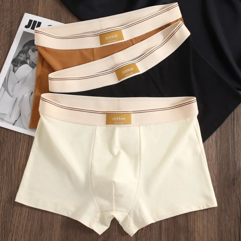 

4Pcs Fashion Solid Color Men's Boxer Briefs Plus Size L-4XL Underwear for Man Elastic Lingerie Men Panties Boys