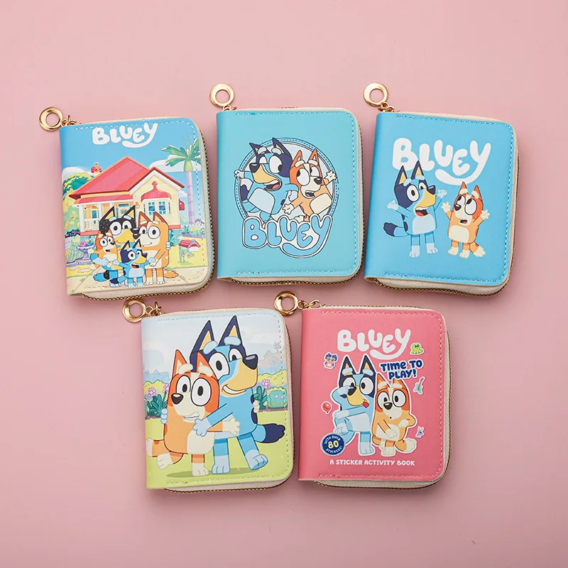 School Season Bluey Family Cartoon Short Wallet  Cute Bingo Cartoon Children And Students Mini Zipper Fashion Coin Purse Gifts