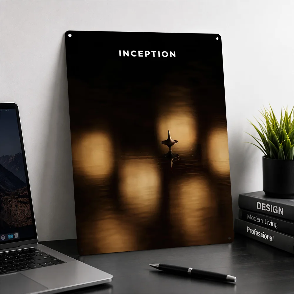 Inception Spinning Top Movie 3D Printed Texture Poster Personalized Wall Art Retro Metal Tin Signs for Modern Home Decoration