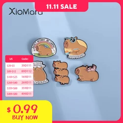 Capybara Hippo Enamel Pins Custom Cartoon Animal Brooches Lapel Badges Cute Funny Hippopotamus Jewelry Gift for Kids Friends