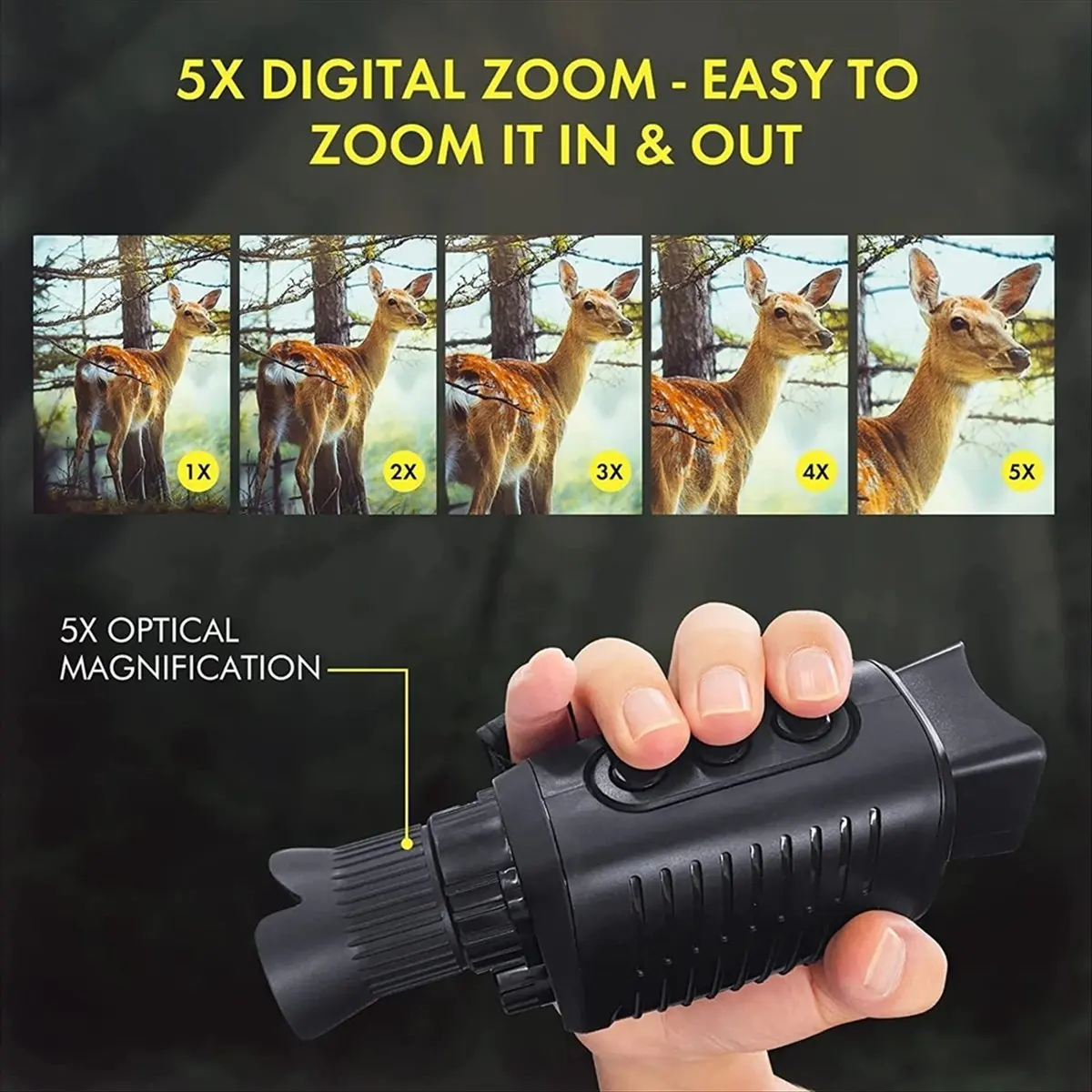 

2.5k Monocular Night Vision Device, Camera, 10X Digital Zoom, Outdoor Search, Effective Up to 300m in Full Darkness