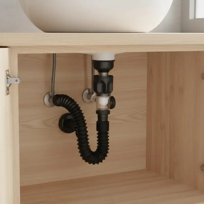 

Flexible Drainage Outlet Pipe For Kitchen Bathroom Vanity Restroom Draining Sink