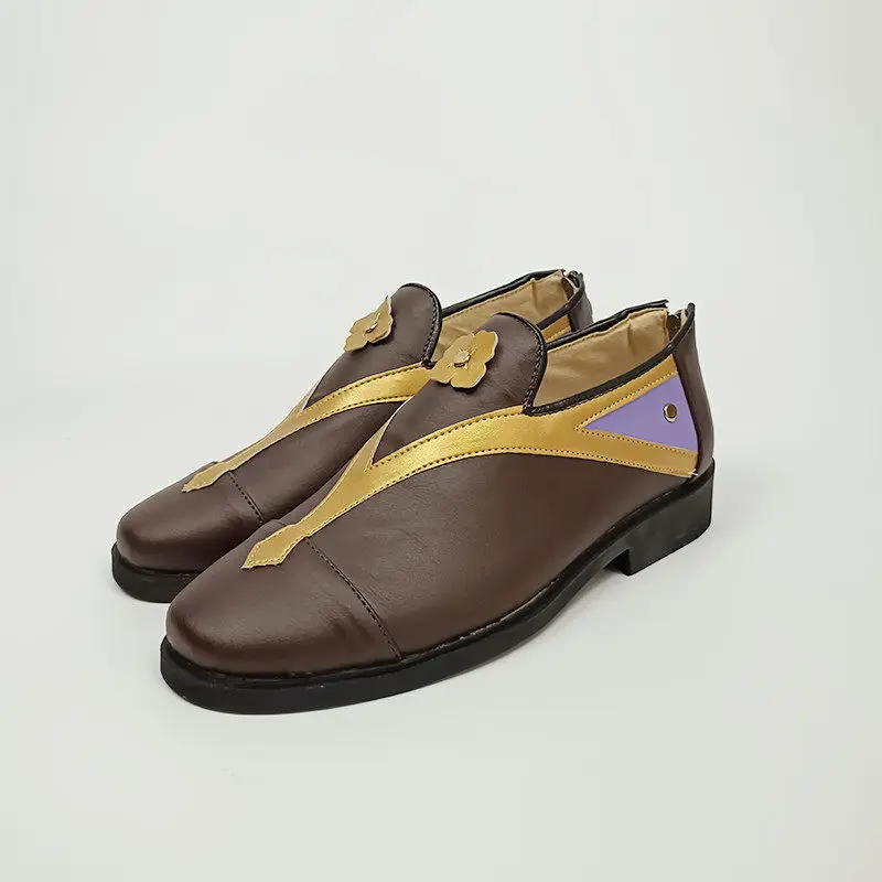 Anime Genshin Impact Kamisato Ayato Cosplay Shoes Brown Short PU Leather Boots For Halloween Carnival