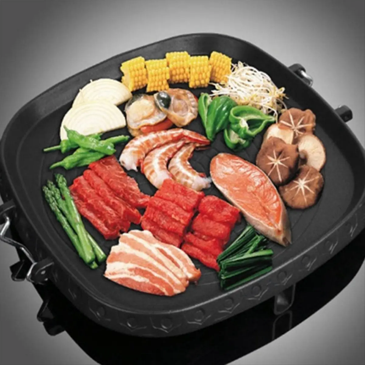 L79A Korean BBQ Grill Pan Korean Style Square BBQ Plate with Stone Portable Gas Stove Barbecue Grill Home Outdoor Cooking