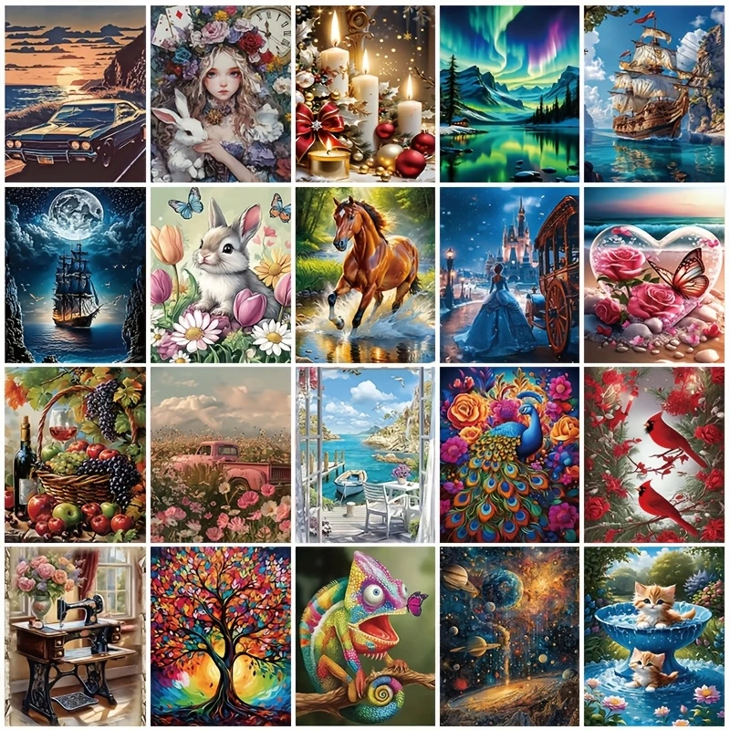 Randomly Send 1 Piece of Diamond Painting Set Main Picture Pattern, Round Diamond Full Diamond Art, Surprise Gift, Size 30x40cm