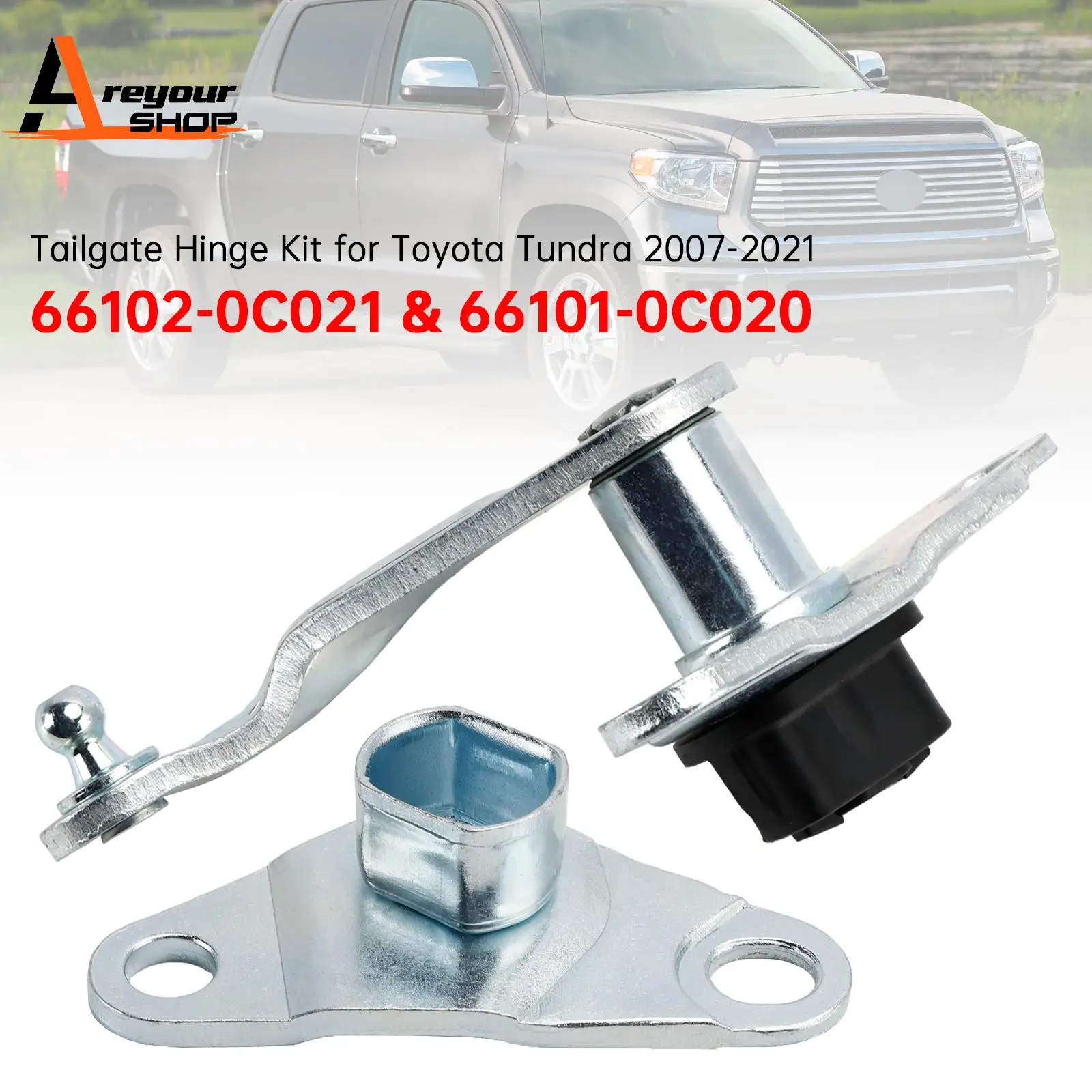 Areyourshop Tailgate Hinge Kit for Toyota Tundra 2007-2021 66102-0C021 & 66101-0C020