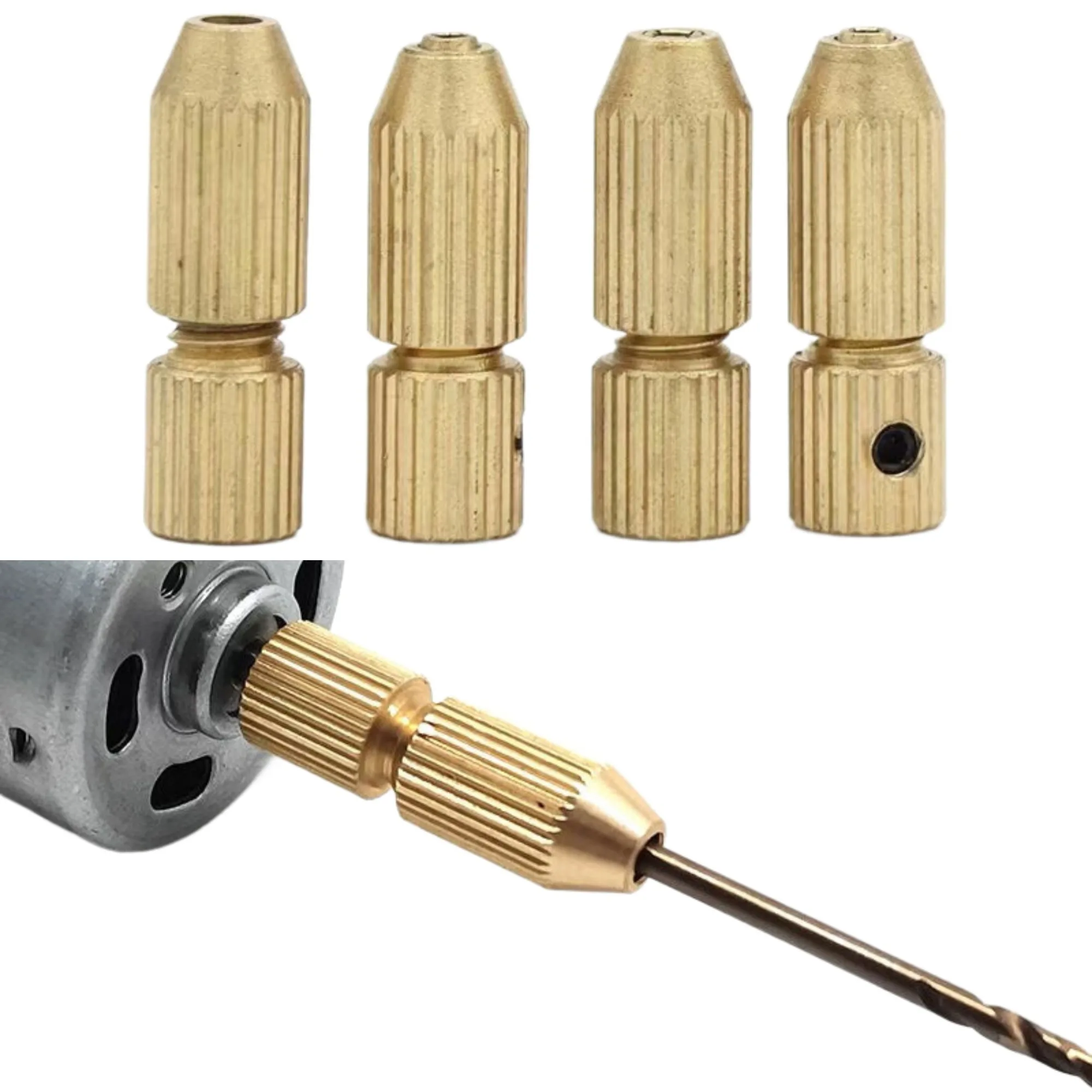 

Микро-сверлильный патрон, отверстие вала 2,0 мм, латунный зажим вала двигателя, латунные патроны, адаптер, электроинструмент, сделай сам, мини-сверлильный цанговый патрон