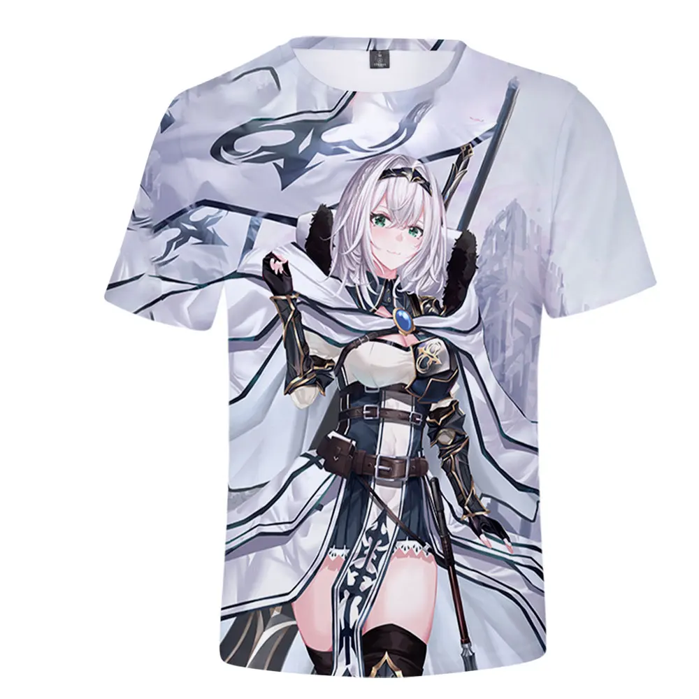 Camiseta HOLOLIVE VTuber Shirogane Noel, camiseta de verano de manga corta con cuello redondo, camiseta de Anime para hombres y mujeres, ropa de calle Harajuku, ropa 3D