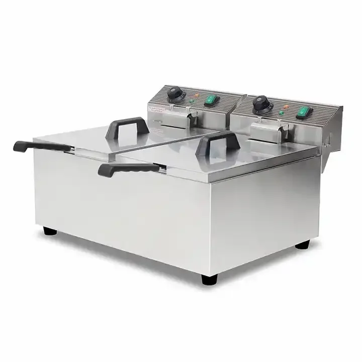 High Quality Double 17L Double Tank Electric Potato Fish Donut Fryer Commercial  Kitchen Equipment Fryer for Restaurant