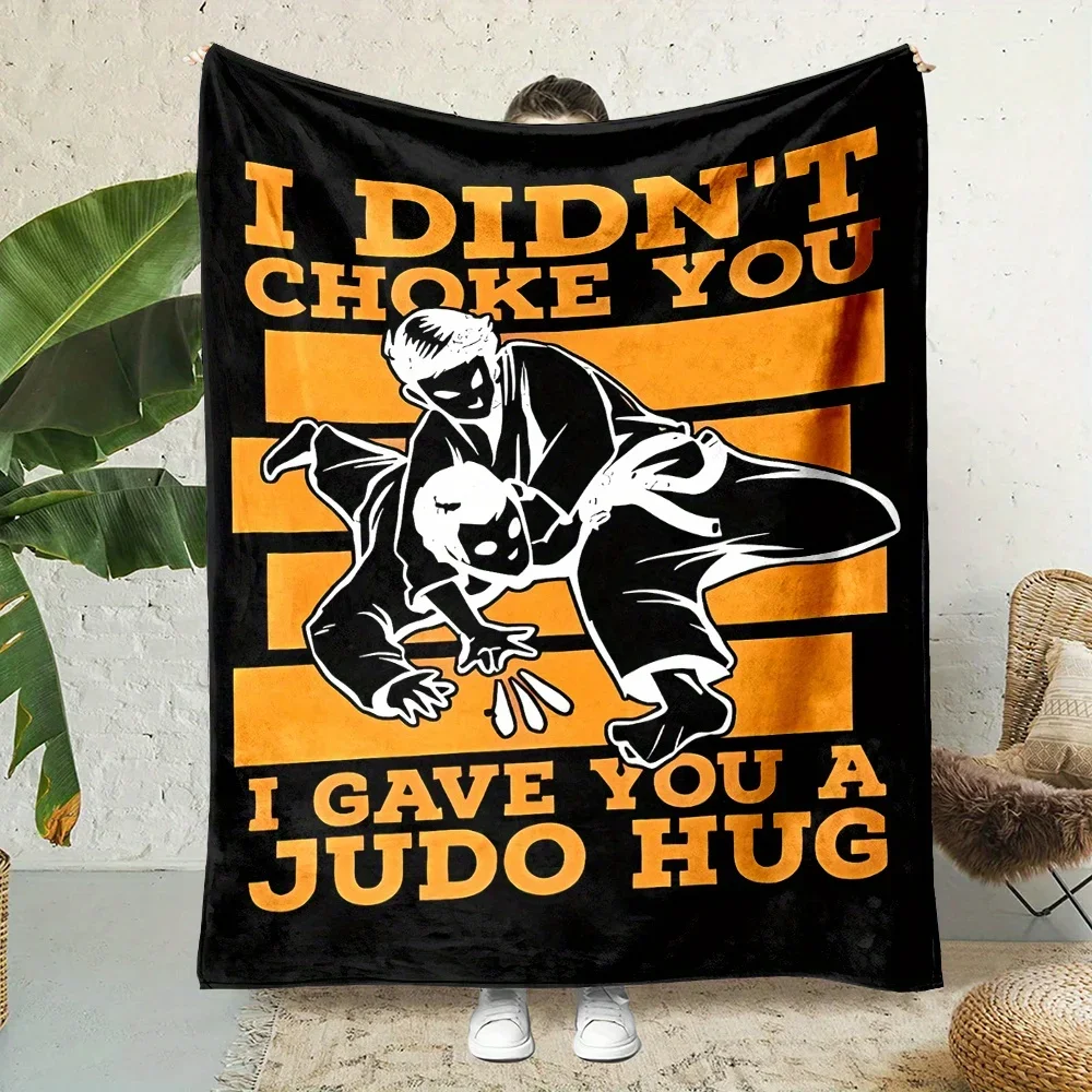 Funny Judo Hug Gift Throw Blanket for Martial Arts Lovers Jiu Jitsu Gift Idea Workout Room Decor