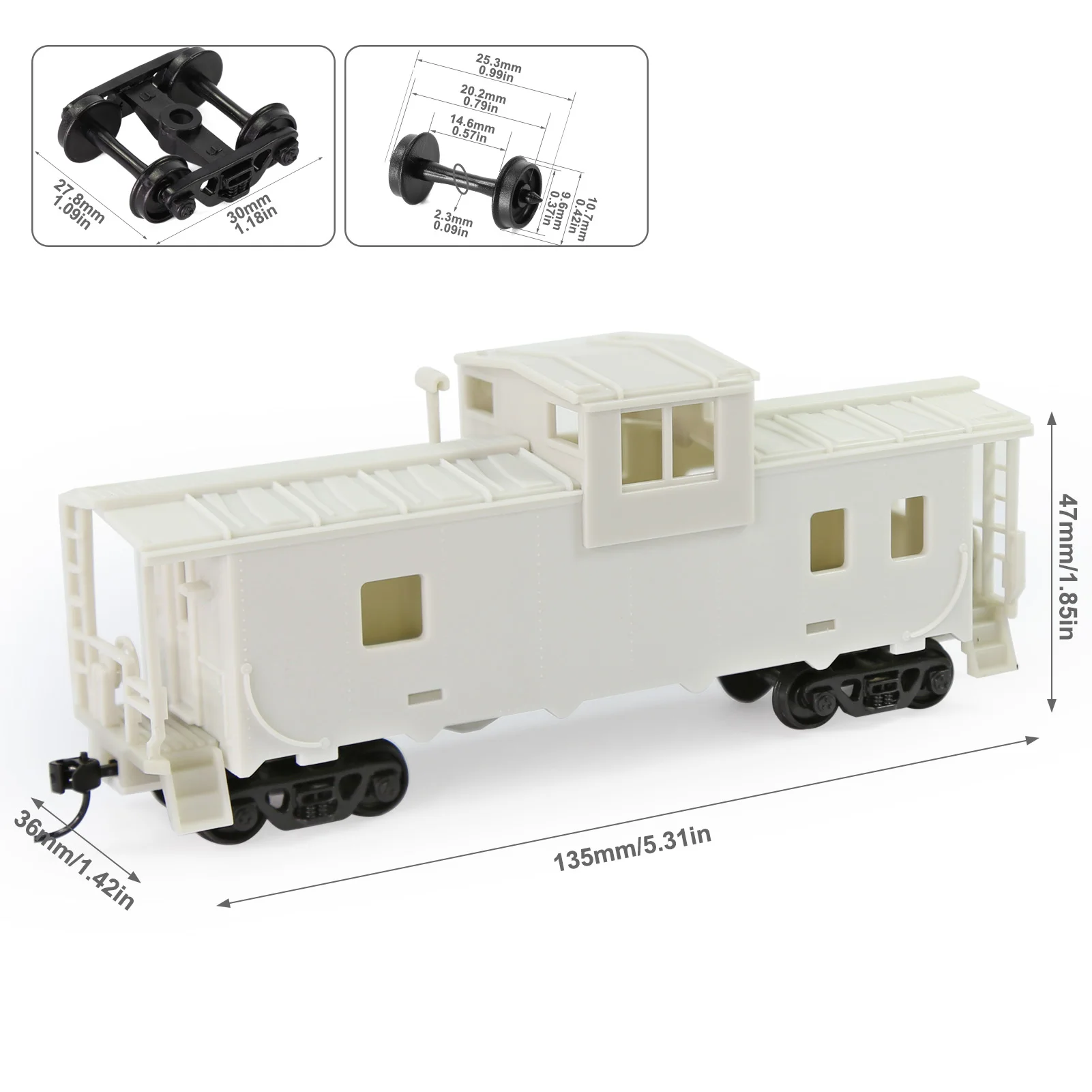 Evemodel 1pc HO Scale 1:87 36\' Wide Vision Caboose Unassembled Blank Model Wagon C8763JJ