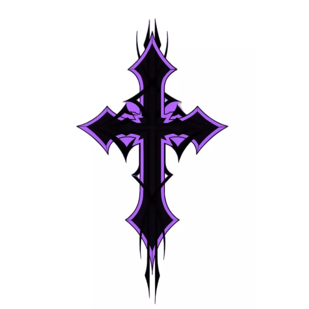 2D Flat Gothic Purple Cross Vinyl Sticker, Waterproof Decal for Car Window Body Decor, Holiday Gift