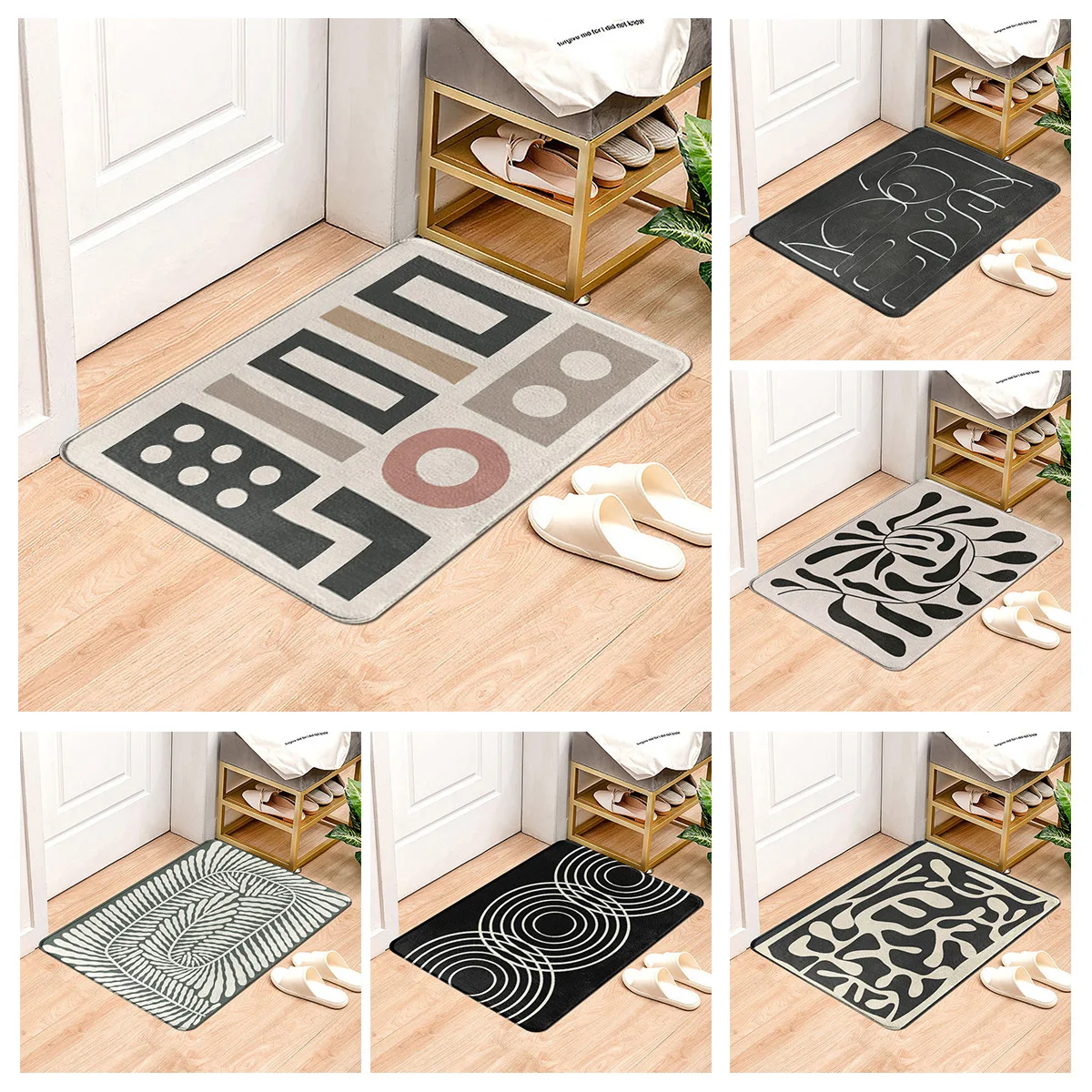

Скандинавский стиль, геометрический минималистичный напольный коврик, коврик для входной двери, декоративный противоскользящий напольный коврик для гостиной, 60x90 см, 40x60 см